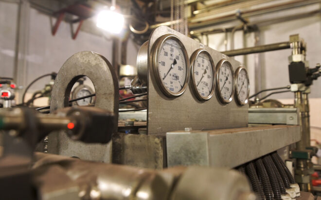 Closeup image of gauges and pipes